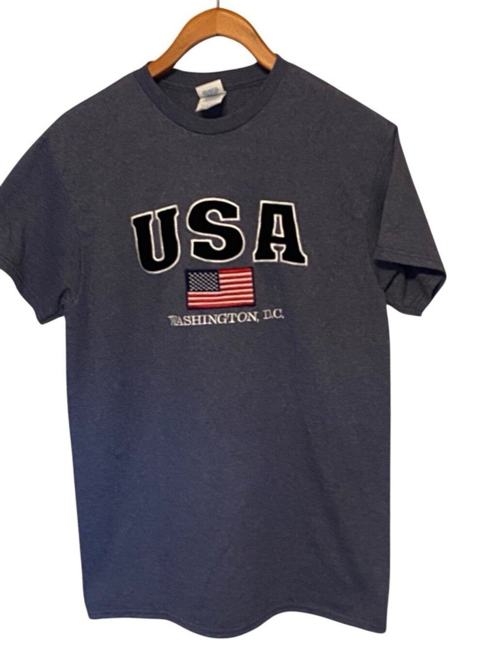 USA Washington DC Blue S/S T-Shirt Men's M Flag Patriotic Delta Pro Weight